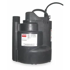 This Dayton submersible sump pump is designed for removing accumulated water from basements, crawl spaces, and other low-lying areas. It features a 1/2 hp motor, 115V AC rated voltage, and delivers 36.7 gpm flow rate at 10 feet of head. The integral vertical float switch enables automatic operation, and the 1-1/4 in MNPT discharge connection facilitates standard piping.