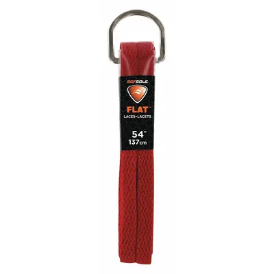 SOF SOLE Boot and Shoe Laces: 84744, Red, Polyester, 54 in Overall Lg, Flat, Tie - Boot & Shoe Laces