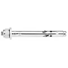 Stainless steel sleeve anchor with hex nut for fastening fixtures, brackets, and equipment to concrete, brick, or block. 1/4 in diameter, #10-24 thread size, 1 3/8 in overall length. 100-pack.