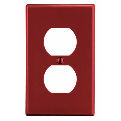 HUBBELL Wall Plate: Duplex Outlet, 1 Gang, Red - General Purpose Wall Plates