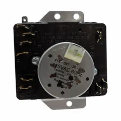 OEM replacement dryer timer for controlling drying cycle duration and sequence. Manages heat, drum rotation, and shut-off timing in compatible residential clothes dryers.