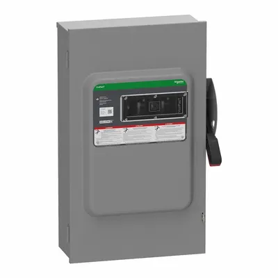 SCHNEIDER Safety Switch: Fusible, 200 A, Three Phase, 600V AC/DC, Galvanized Steel - Fusible Safety Switches