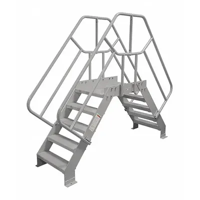 COTTERMAN Crossover Bridge: 3.3 ft Platform Ht, Steel, 500 lb Load Capacity, Diamond Plate - Easy Descent Crossover Bridges