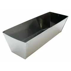 This stainless steel mud pan holds joint compound for drywall taping and finishing. Its 12-inch length and 4 5/8-inch width provide a stable platform for loading a taping knife, reducing mess and improving workflow.
