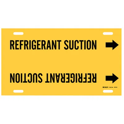 BRADY Pipe Marker: Refrigerant Suction, Yellow, Black, Fits 6 to 7 7/8 in Pipe O.D. - Refrigerant Suction Strap-On Pipe Markers