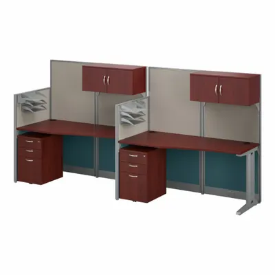 BUSH BUSINESS FURNITURE Modular Cubicle Workstation: 62 7/8 in Overall Ht, 129 in Overall Wd - Office Cubicles with Privacy Panels