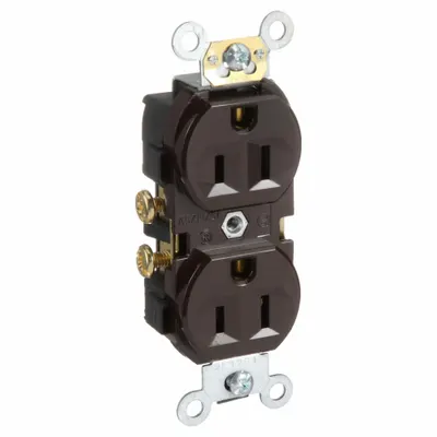 LEVITON CR15 Duplex Receptacle, 5-15, Brown, 125V AC, 15A, 2-Pole/3-Wire - General Purpose Receptacles