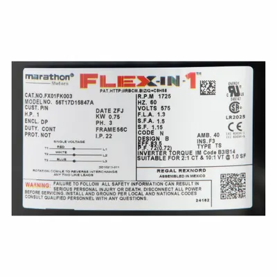 LEESON General Purpose Motor: C-Face/Universal Mount, Open Drip Proof, 1 hp, 575V AC - Leeson Flex-In-1 3-Phase General Purpose AC Motors