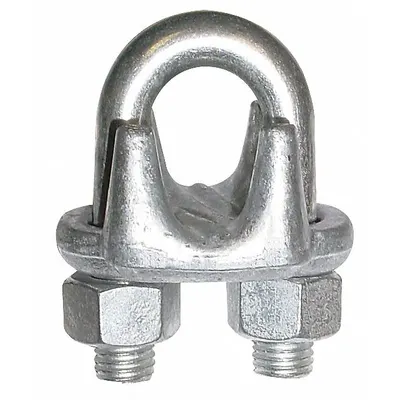 Dayton Malleable Iron U-Bolt Clip, 3/8 in Rope Dia, 6-1/2 in Turnback - U-Bolt Clips