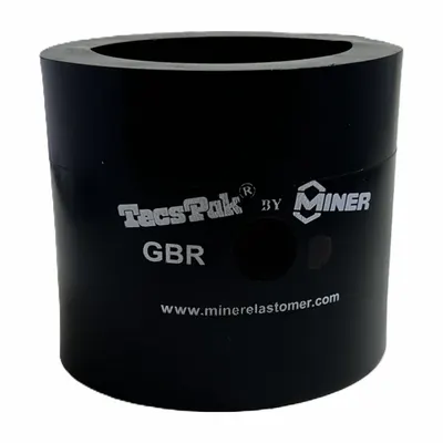 MINER ELASTOMER TECSPAK Bumper: 97/100 in Lng, 1.12 in O.D., 11/50 in Mounting Hole A Dia - Axial & Radial Bumpers