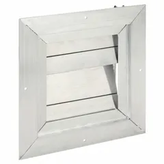 This wall-mount backdraft damper features a single-panel, flat blade design for vertical mounting. It allows vertical airflow in one direction and closes automatically when airflow stops, preventing reverse flow. Constructed with aluminum blades, it is suitable for use in ventilation systems where backdraft prevention is required. Maximum air velocity is 2250 fpm.