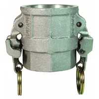 Type D aluminum cam and groove coupling with 6 in -8 FNPT threads and a nitrile gasket. Designed for quick-connect hose connections in fluid transfer and bulk handling applications