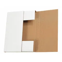 Corrugated cardboard mailer with single-wall construction and Kraft finish. Inside dimensions 9 1/2 x 6 1/2 x 3 1/2 inches. Features easy-fold closure and ECT-32-B board test. Suitable for shipping lightweight items such as documents, books, or small parts.