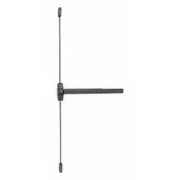 Surface vertical rod push bar exit device with touchbar, bronze finish. Designed for doors up to 4 ft wide. Suitable for use on commercial and industrial doors requiring panic exit hardware