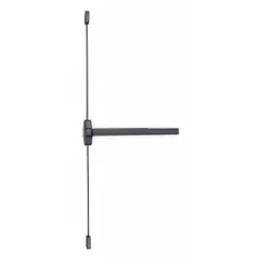 Surface vertical rod push bar exit device with touchbar, bronze finish. Designed for doors up to 4 ft wide. Suitable for use on commercial and industrial doors requiring panic exit hardware.