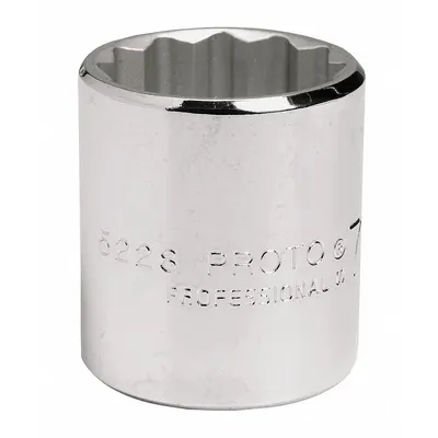 PROTO Socket: SAE, 3/8 in Drive Size, 19/32 in Socket Size, 12-Point, Std, Chrome - 3/8" Drive Hand Sockets