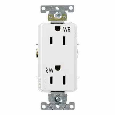 LEVITON Decora Plus Duplex Receptacle Outlet: Duplex, 5-15, White, 125V AC, 15 A - General Purpose Receptacles