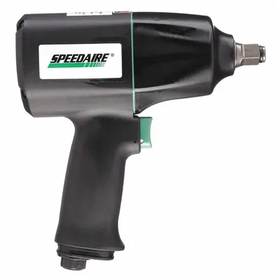 SPEEDAIRE Air Impact Wrench: Full-Size, 1/2 in Drive, Pistol-Grip, Square, Std - Pistol-Grip Air-Powered Impact Wrenches with Standard Anvils