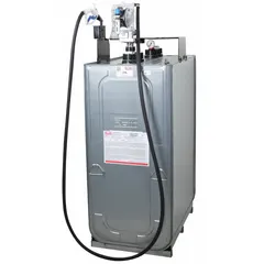 This stationary air-operated pump system is designed for transferring low-viscosity fluids such as diesel exhaust fluid (DEF) and coolant from tanks. It operates with a 1:1 pressure ratio and delivers a maximum flow rate of 8 gpm, handling fluids up to 1 cps viscosity. Suitable for bulk fluid dispensing in industrial or fleet maintenance settings.
