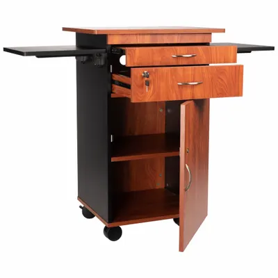 OKLAHOMA SOUND Media Cart with Cabinet, 38 in H x 25 in W, 2 Shelves - Media Carts