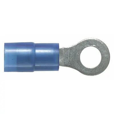 PANDUIT Ring Terminal: Blue, Nylon Insulation, #10 Stud Size, 18 AWG to 14 AWG Wire Sizes - Insulated Ring Terminals