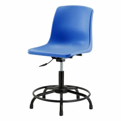 BLUE RIDGE ERGONOMICS Shell Chair: Blue, Plastic Material, 17 in Back Ht, 16 in Seat Wd - Armless Office Chairs