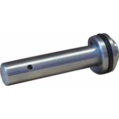 This steel pump piston is a replacement component for compatible Dayton pallet jacks. It is used in hydraulic lift systems to transfer force from the pump handle to the lifting mechanism. The silver-finished part supports maintenance and repair of pallet jack hydraulic functionality.