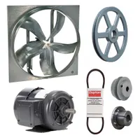 Exhaust Fan with Drive Package: Belt Drive, 24 in Blade, 1/3 hp, 6,039 cfm, 230/460V AC, 3 ph (MPN 7M7W9)