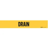 Pipe Marker: Drain, Yellow, Black, Fits 2 1/2 to 7 7/8 in Pipe O.D., 1 Pipe Markers, Without Arrows (MPN 7091-1)