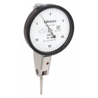 This horizontal dial test indicator from MITUTOYO measures small displacements, runout, and alignment in machining and inspection. It has a measurement range of 0 to 0.06 inches with an accuracy of +/-0.0005 inches. The tilted-face dial and two dovetails facilitate mounting and reading in confined spaces on machine tools and fixtures. Includes a Short Form Certificate of Inspection with NIST Traceability
