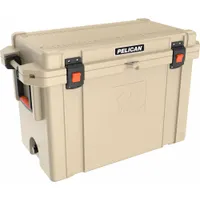 This heavy-duty chest cooler has a 95 qt capacity, holding 85 cans with 10 day ice retention. It includes a drain plug and is suitable for outdoor use such as camping, job sites, and marine environments where extended cold storage is required
