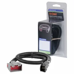 Pre-wired harness for connecting a brake controller to a tow vehicle's electrical system. Overall length 24 in, width 1 in, height 1 in. Eliminates wire splicing for simplified installation.