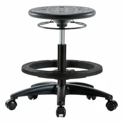 APPROVED VENDOR Polyurethane Lab Stool, Black, 13 in Seat, Height Adjustable 17 3/4 to 25 1/2 in