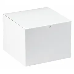 Kraft gift box with inside dimensions of 8 in length, 8 in width, and 6 in height. Sold in a pack of 50. Suitable for packaging and presenting gifts, retail products, or small industrial parts.