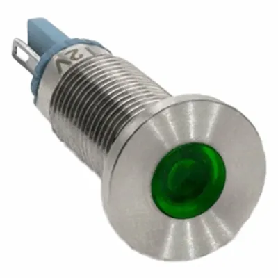 DIALIGHT Panel Indicator Light: 8 mm Panel Mounting Hole Dia, LED, Green, Protruding Head - LED Indicator Pilot Lights