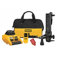DEWALT Rotary Laser Kit: 1,500 ft Range w/Receiver, Red Beam, Horizontal/Vertical, ±1/4 in @ 100 ft (MPN DW074KD)