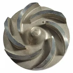 This Dayton impeller features a semi-open design and is constructed from stainless steel. It is intended for use with Dayton straight centrifugal pumps, including models 2ZWT9A, 2ZWU1, and 2ZWY9. The impeller converts rotational kinetic energy into hydrodynamic energy to move fluids in applications such as water circulation, cooling, and transfer.