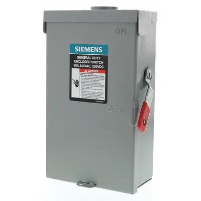 Siemens Safety Switch: Fusible, 60 A, Single Phase, 240V AC, Galvanized Steel - Fusible Safety Switches
