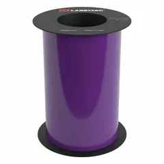 Thermal transfer continuous label roll for use with LabelTac 9 printers. Vinyl construction with gloss purple finish. Rated for indoor and outdoor use. Suitable for pipe marking, safety signage, and asset identification.