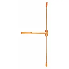 Surface vertical rod exit device with touchbar and night latch. Bronze finish (US10). Designed for commercial doors up to 4 ft wide, providing code-compliant emergency egress.