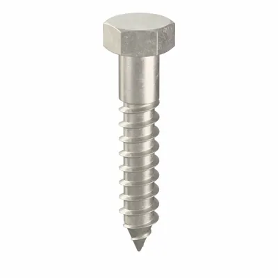 FOREVERBOLT Hex Head Lag Screw: 3/8 in Size, 2 in Lg, Stainless Steel, NL-19 - 18-8 Stainless Steel Hex Head Lag Screws