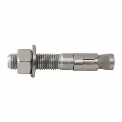 Stainless steel hex-head sleeve anchor for fastening into concrete, brick, or block. 3/4 in diameter, 3/4"-10 thread size, 4 3/4 in overall length. 20-pack.