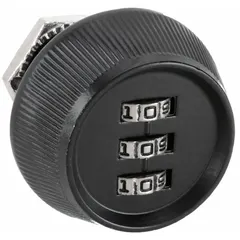 Combination cam lock for keyless securing of cabinets, lockers, and drawers. Constructed of zinc die-cast with a chrome-plated finish for corrosion resistance. Manufacturer part number 39022.