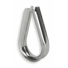 Steel thimbles with zinc-plated finish, designed for lifting applications. Each thimble has a wall height of 1/8 in. Pack of 25. Used to protect the eye of a wire rope from wear and abrasion in rigging and lifting tasks.
