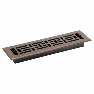DECOR GRATES Floor Register: Floor, 13 1/2 in H, 3 3/4 in W, Decorative, Rubbed, Bronze - Floor Registers