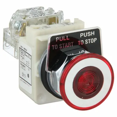 SCHNEIDER Mushroom Head Push Button: Illuminated, Mushroom Head Profile, Non-Metallic - Illuminated Mushroom-Head Push Buttons