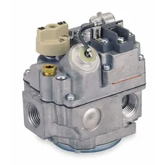 Single-stage, fast-opening standing pilot gas valve rated at 100,000 BtuH with 750 mV operation. Features a 1/2 in female NPT straight-thru configuration. Suitable for use in gas-fired heating appliances requiring a standing pilot ignition system.