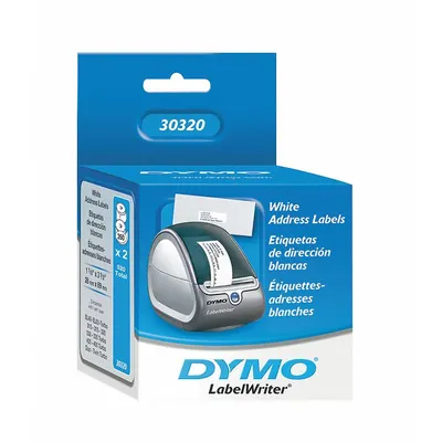 DYMO Printer Label: 1 1/8 in Label Wd, 3 1/2 in Label Ht, White, 1 in Core Dia. - Desktop Direct Thermal Labels