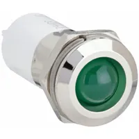 APPROVED VENDOR Raised Panel Light: 16 mm Panel Mounting Hole Dia, LED, Green, Raised Head, M16