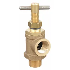 This pressure relief valve is designed for use with air, inert gas, and liquid systems. It features a bronze body with 3/4 in MNPT x FNPT connections, a maximum operating pressure of 650 psi, and a temperature range of 5°C to 180°F. Suitable for overpressure protection in industrial piping, compressors, and hydraulic circuits.